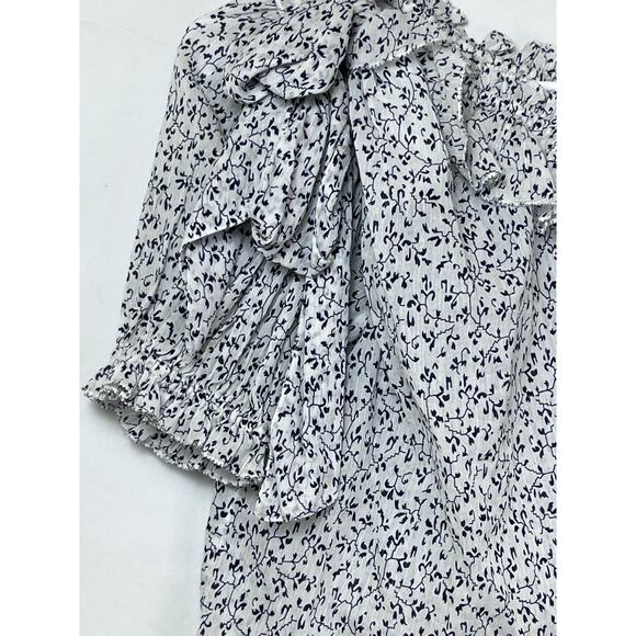 Ulla Johnson Women's Size 2 Blue/White Off The Shoulder Floral Print Blouse - Picture 6 of 8